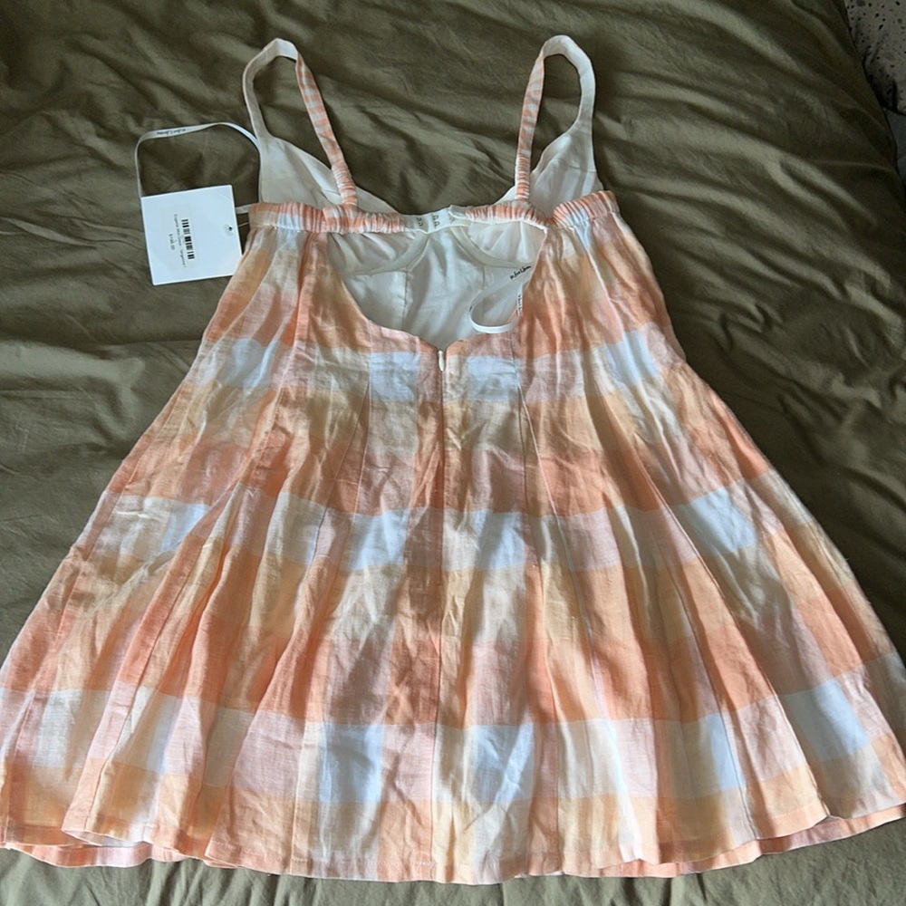 For Love And Lemons Peach Plaid Mini Dress - Picture 7 of 10